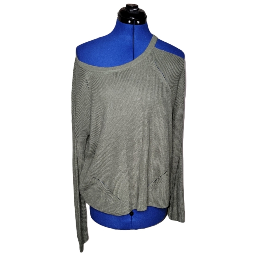 Olive Sweater With Cutout Shoulder From Garage